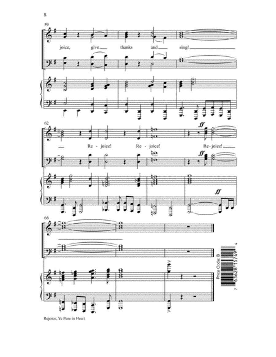 Rejoice, Ye Pure in Heart 4-Part scores gallery preview page 8