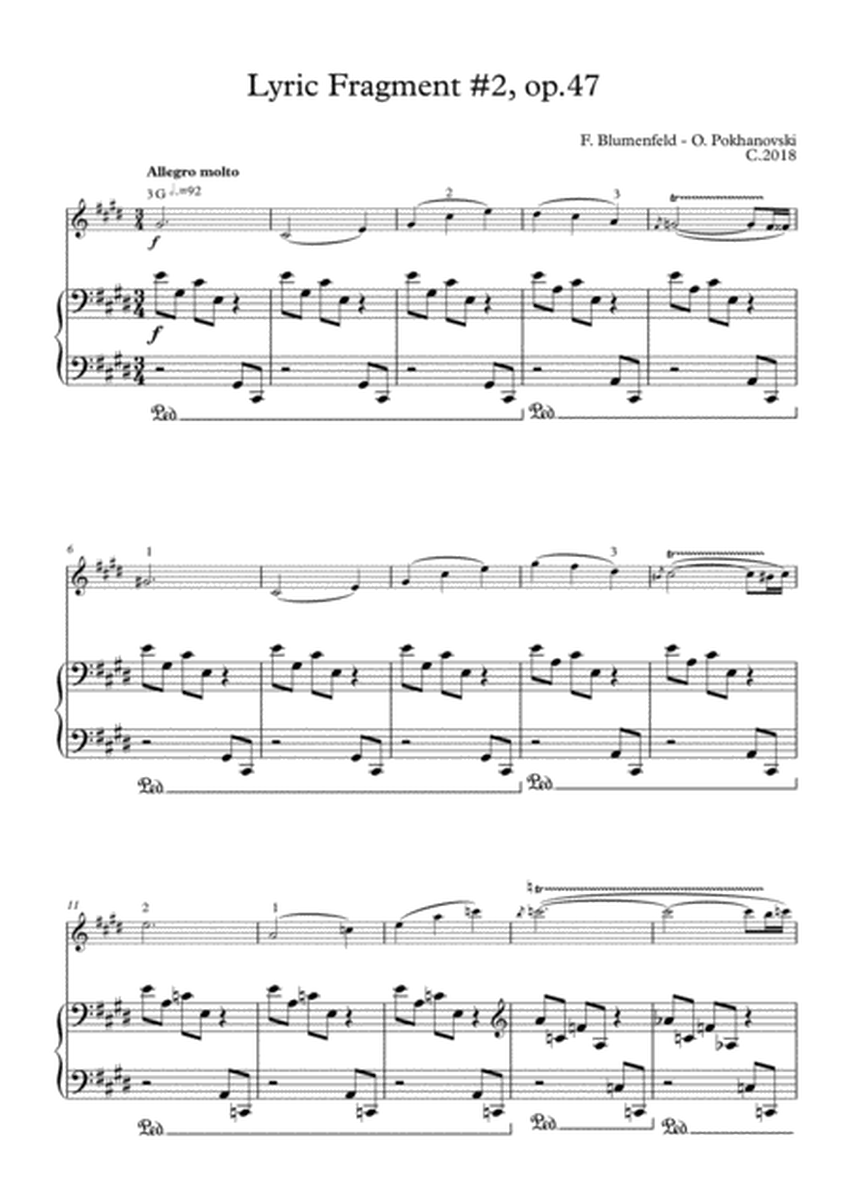 Blumenfeld-Pokhanovski Lyric Fragment #2 for violin and piano image number null