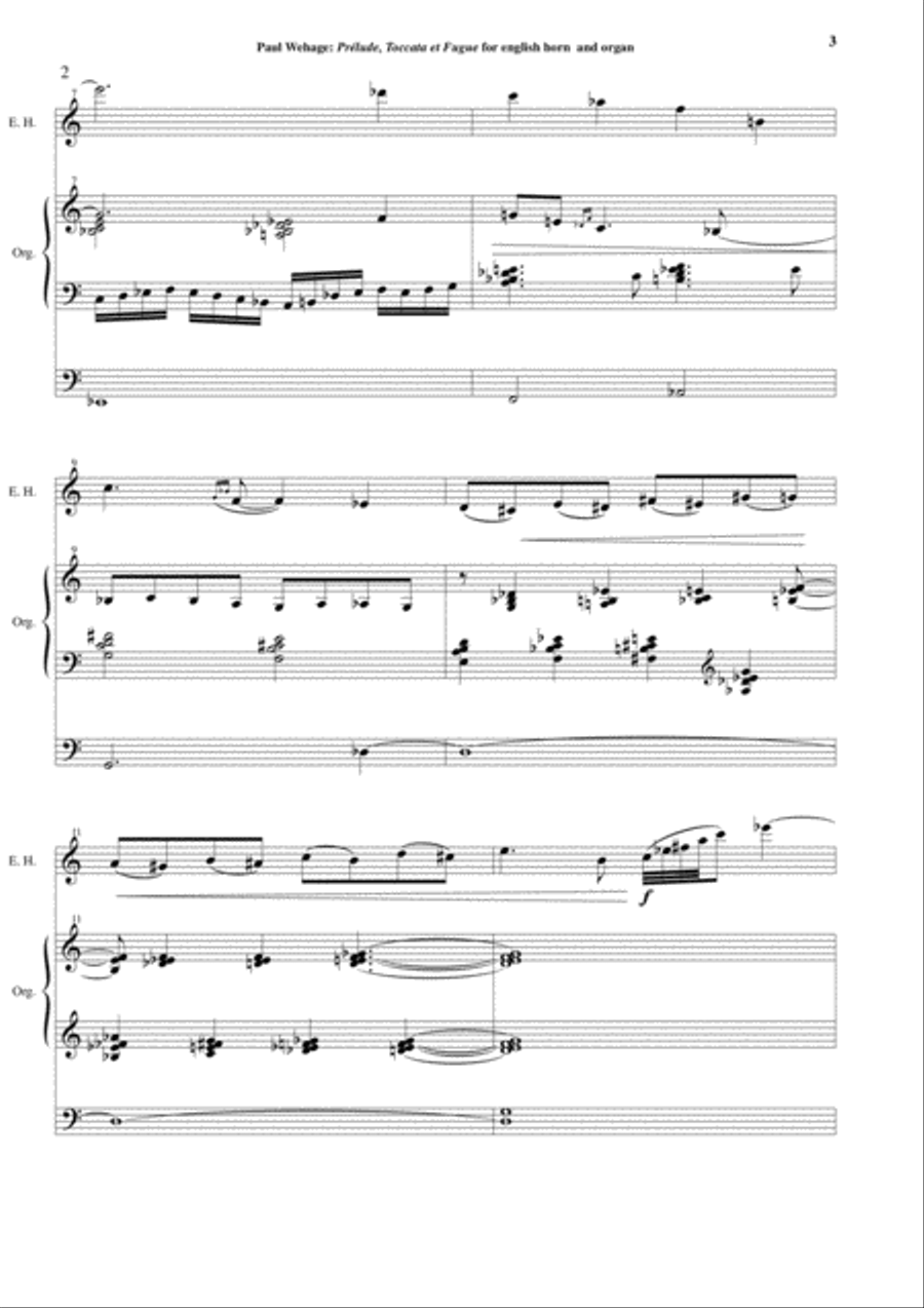 Paul Wehage: Prélude, Toccata et Fugue for english horn and organ English Horn scores gallery preview page 3