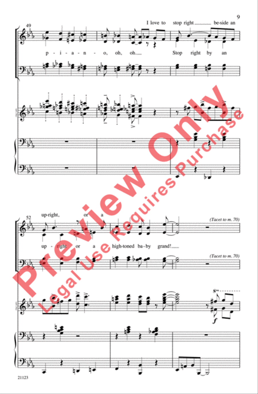 I Love a Piano 4-Part scores gallery preview page 9
