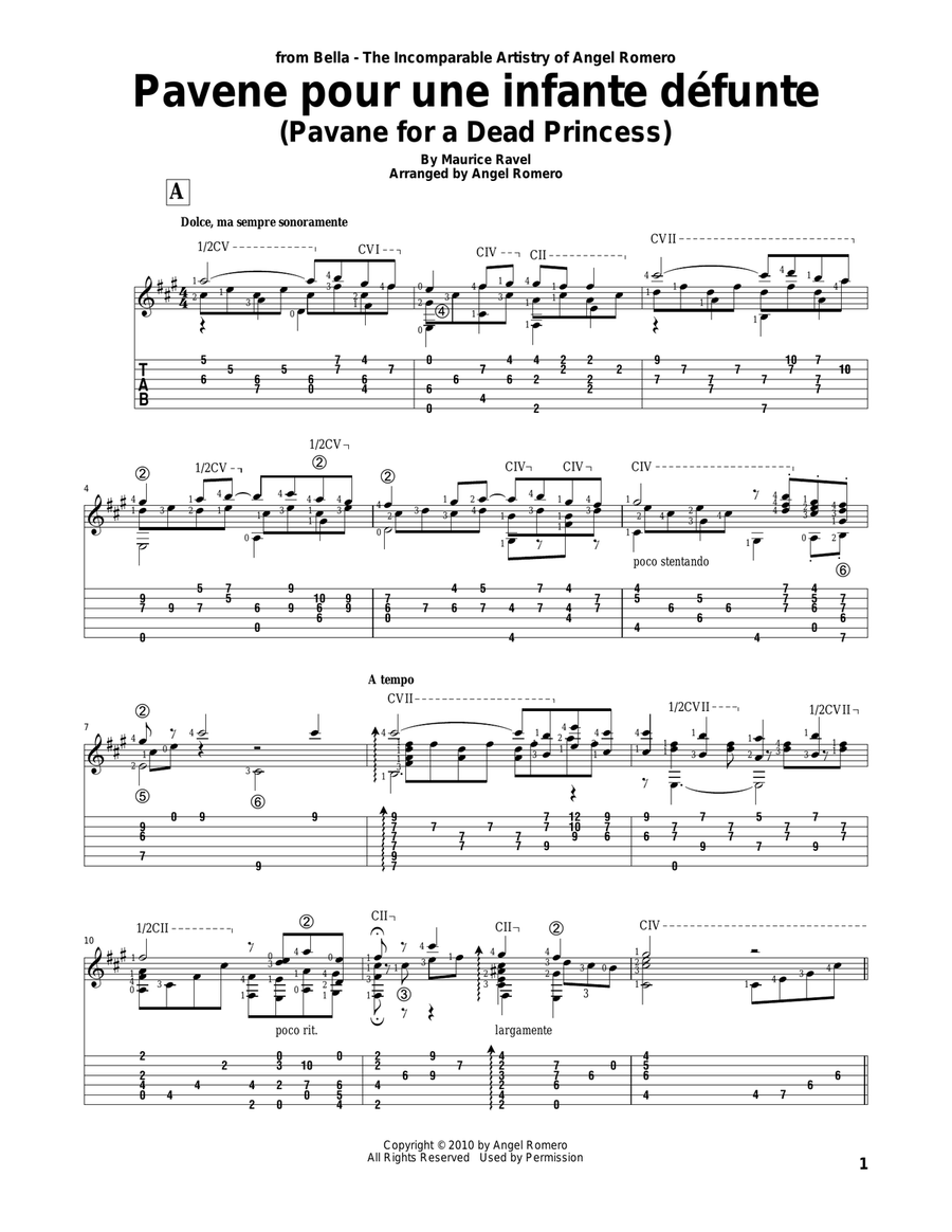 Pavane Pour Une Infante Defunte (Pavane For A Dead Princess) Acoustic Guitar scores gallery preview page 1