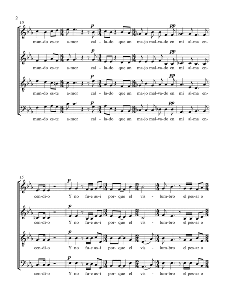 Amor Y Odio (Love and Hate) (SATB Choir) 4-Part scores gallery preview page 2