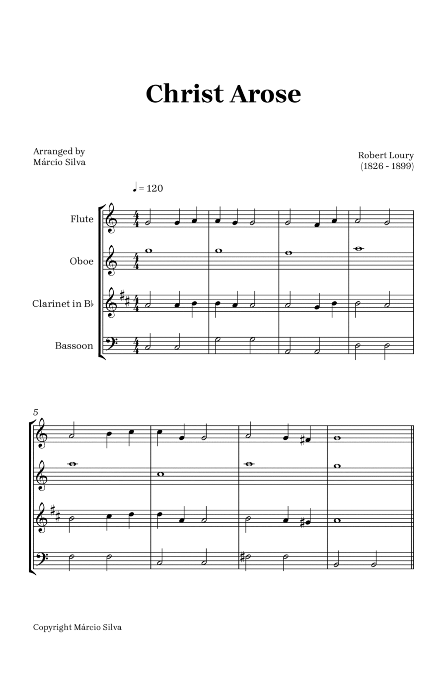 Christ Arose Woodwind Quartet scores gallery preview page 1