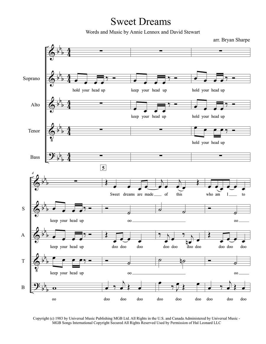 Sweet Dreams (Are Made Of This) 4-Part scores gallery preview page 1