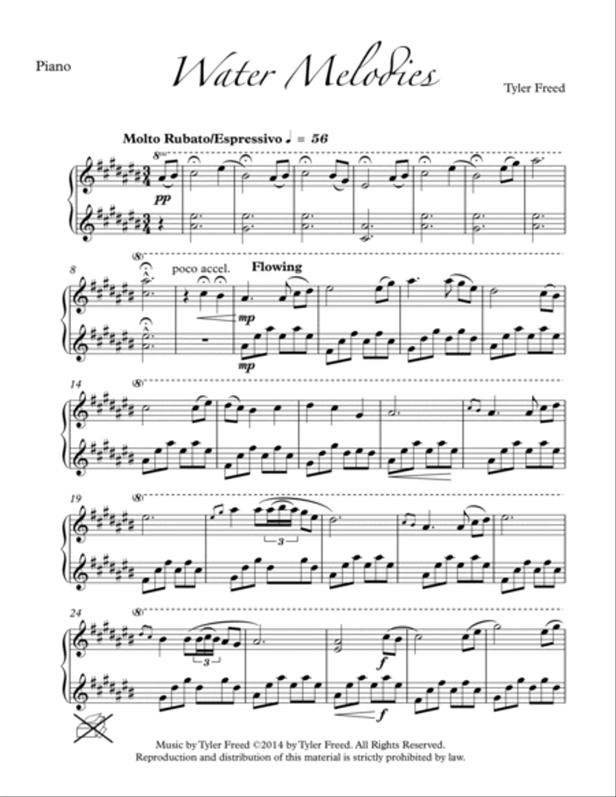 Water Melodies Piano Solo scores gallery preview page 2