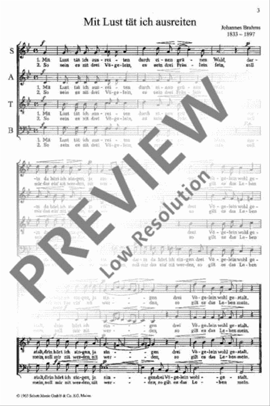 Mit Lust tät ich ausreiten Choir scores gallery preview page 3
