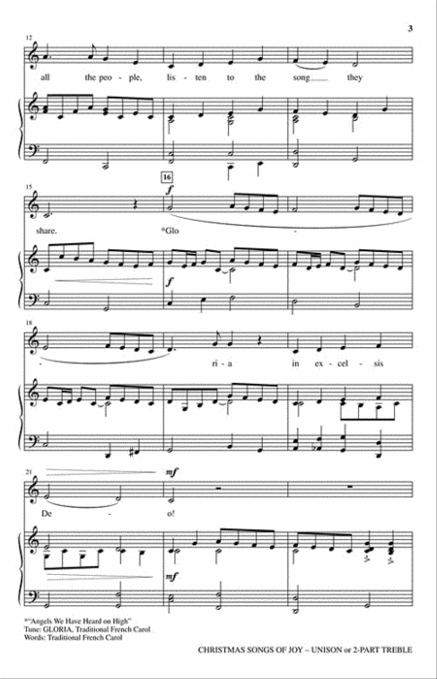 Christmas Songs of Joy Unison Choir scores gallery preview page 3