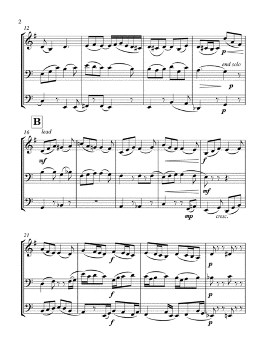 Larghetto from Terzetto Opus 74 by Antonin Dvořák Brass Ensemble scores gallery preview page 2