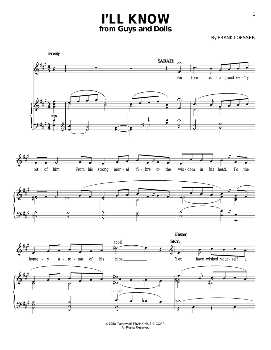 I'll Know I'll Know Piano, Vocal scores gallery preview page 1