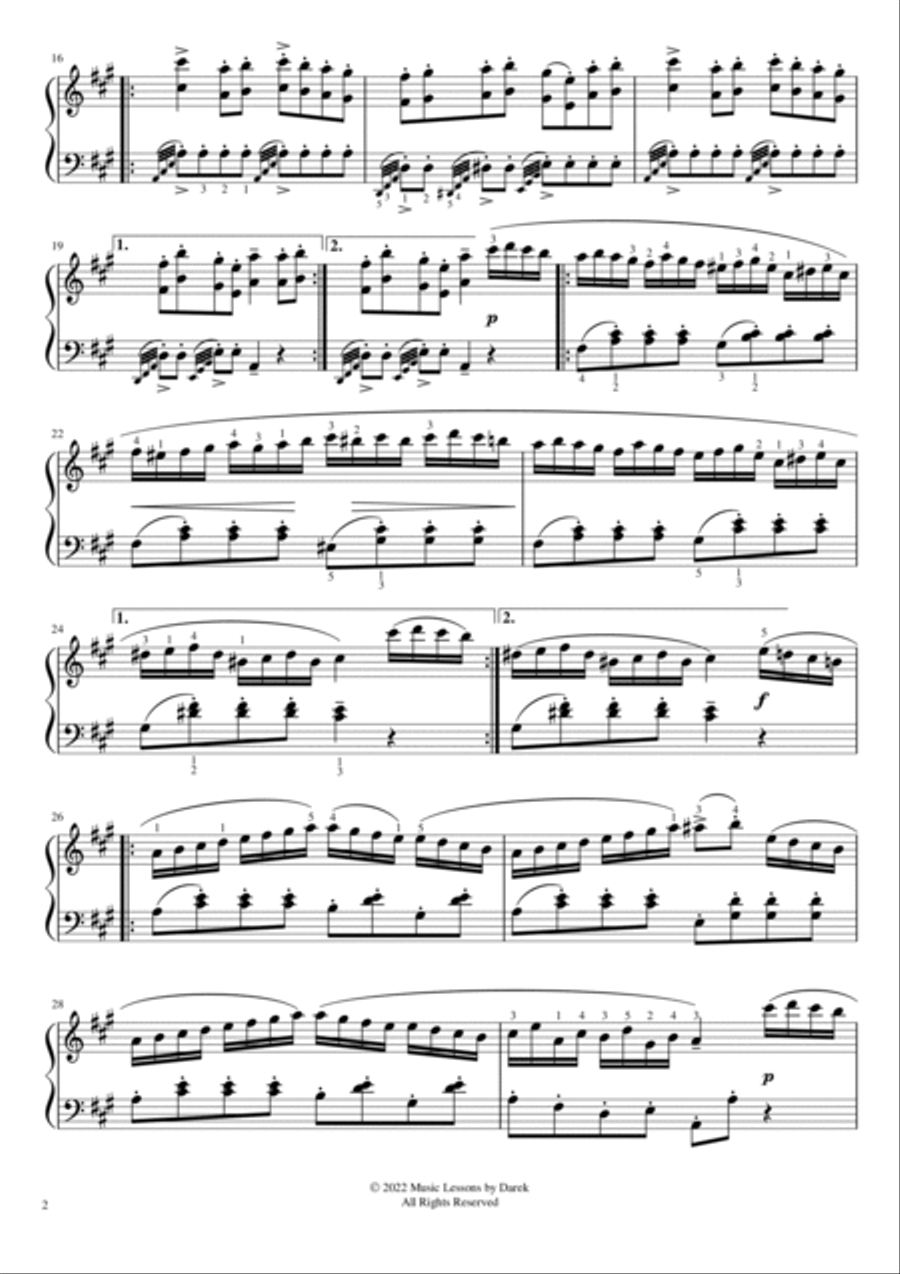 Rondo Alla Turca (HARD PIANO) Sonata A-major No. 11, KV 331 [Wolfgang Amadeus Mozart] Piano Solo scores gallery preview page 2