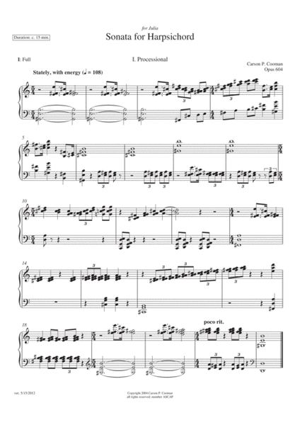 Carson Cooman: Sonata for Harpsichord