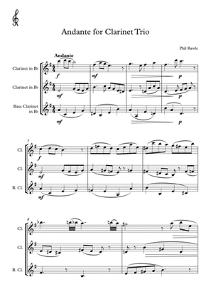 Andante for Clarinet Trio - Bb, Bb, Bass.