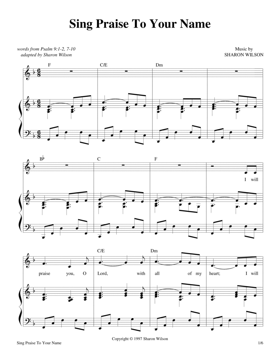 Sing Praise to Your Name (Psalm 9) Piano, Vocal, Guitar scores gallery preview page 1