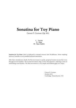 Book cover for Carson Cooman - Sonatina for toy piano