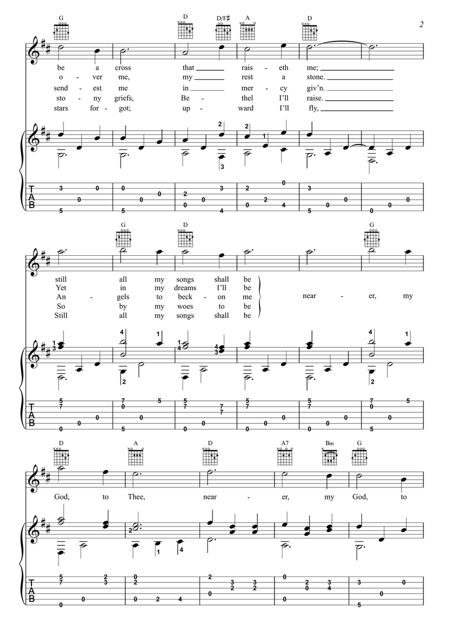 Nearer My God to Thee guitar fingerstyle Acoustic Guitar scores gallery preview page 2