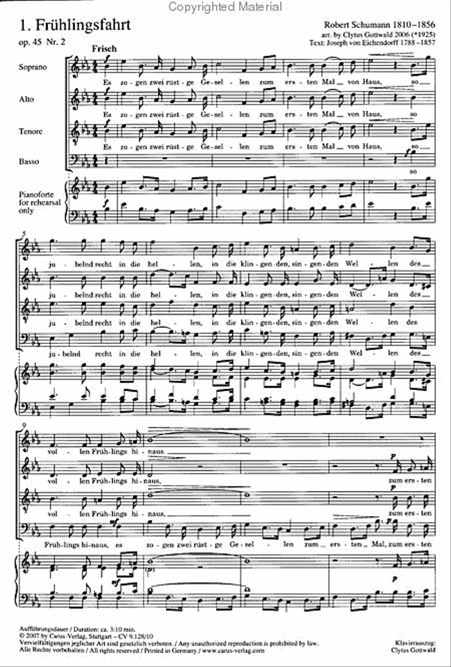 Schumann/Gottwald: Fruhlingsfahrt; Wehmut Choir scores gallery preview page 2