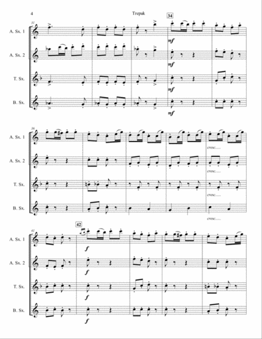 Trepak from The Nutcracker Suite for Saxophone Quartet (SATB or AATB) Saxophone Quartet scores gallery preview page 4
