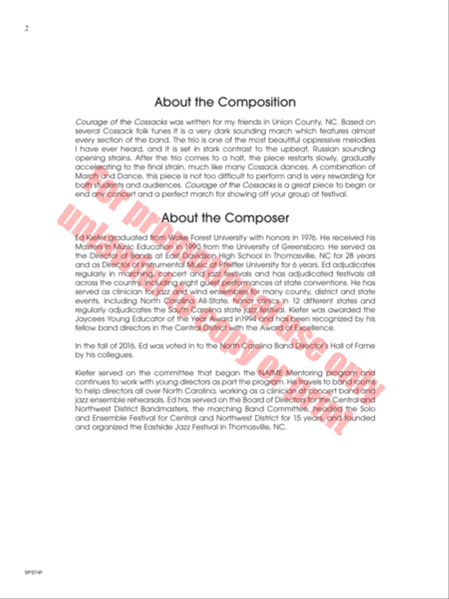 Courage of the Cossacks Concert Band scores gallery preview page 3