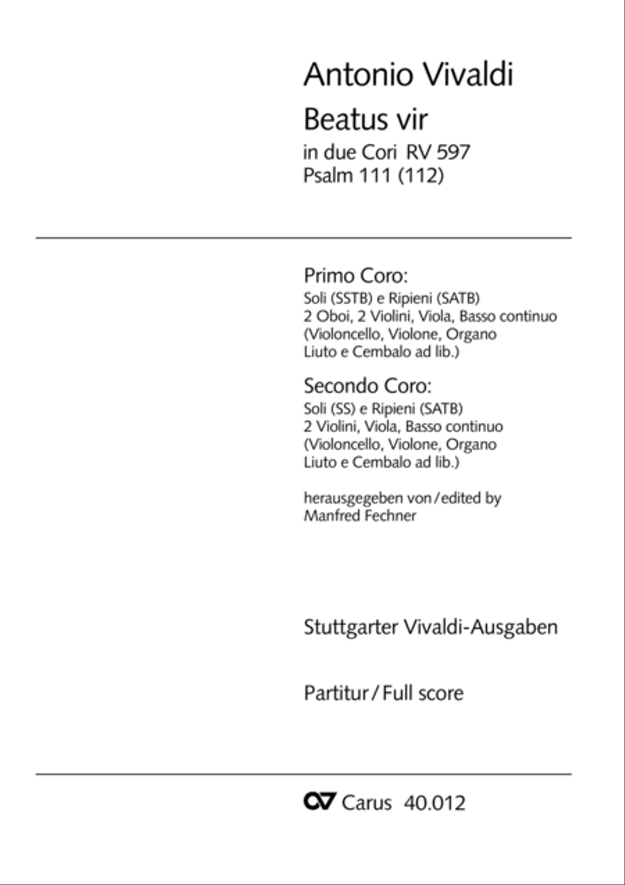 Beatus vir (How blest is he) Psalm 111 4-Part scores gallery preview page 2