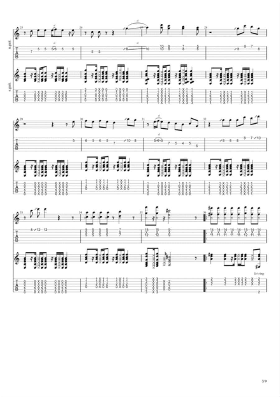 Sign Guitar Tablature scores gallery preview page 3