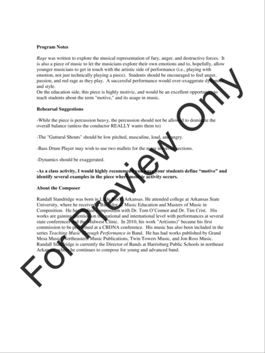 Rage Rage Concert Band scores gallery preview page 3