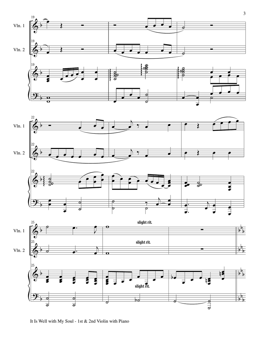 IT IS WELL WITH MY SOUL (Trio - 1st Violin, 2nd Violin, Piano with Score and Parts) Piano Trio scores gallery preview page 3