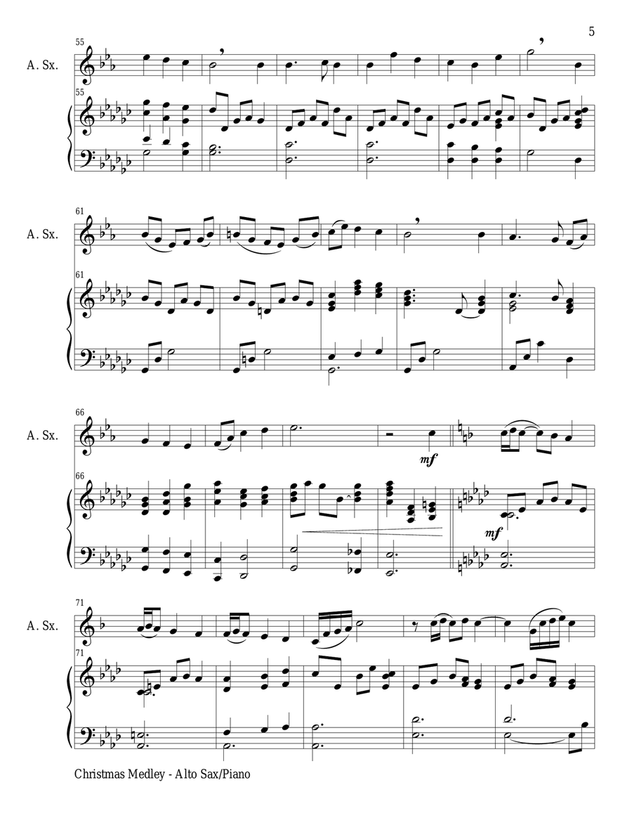 CHRISTMAS JOY MEDLEY (Alto Sax/Piano and Sax Part) Alto Saxophone scores gallery preview page 5