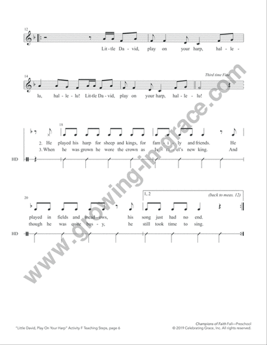 Champions of Faith: Preschool - Fall Unison Choir scores gallery preview page 21