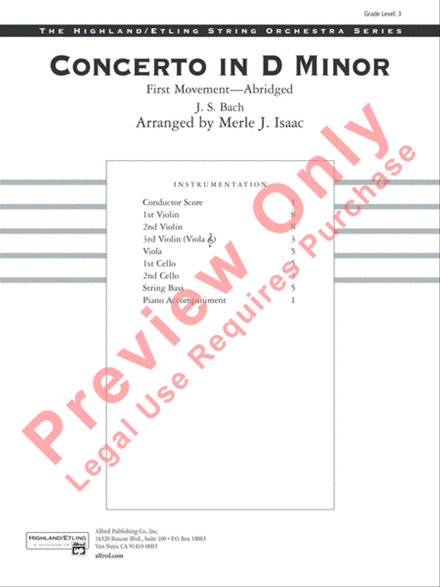 Concerto in D minor String Orchestra scores gallery preview page 2