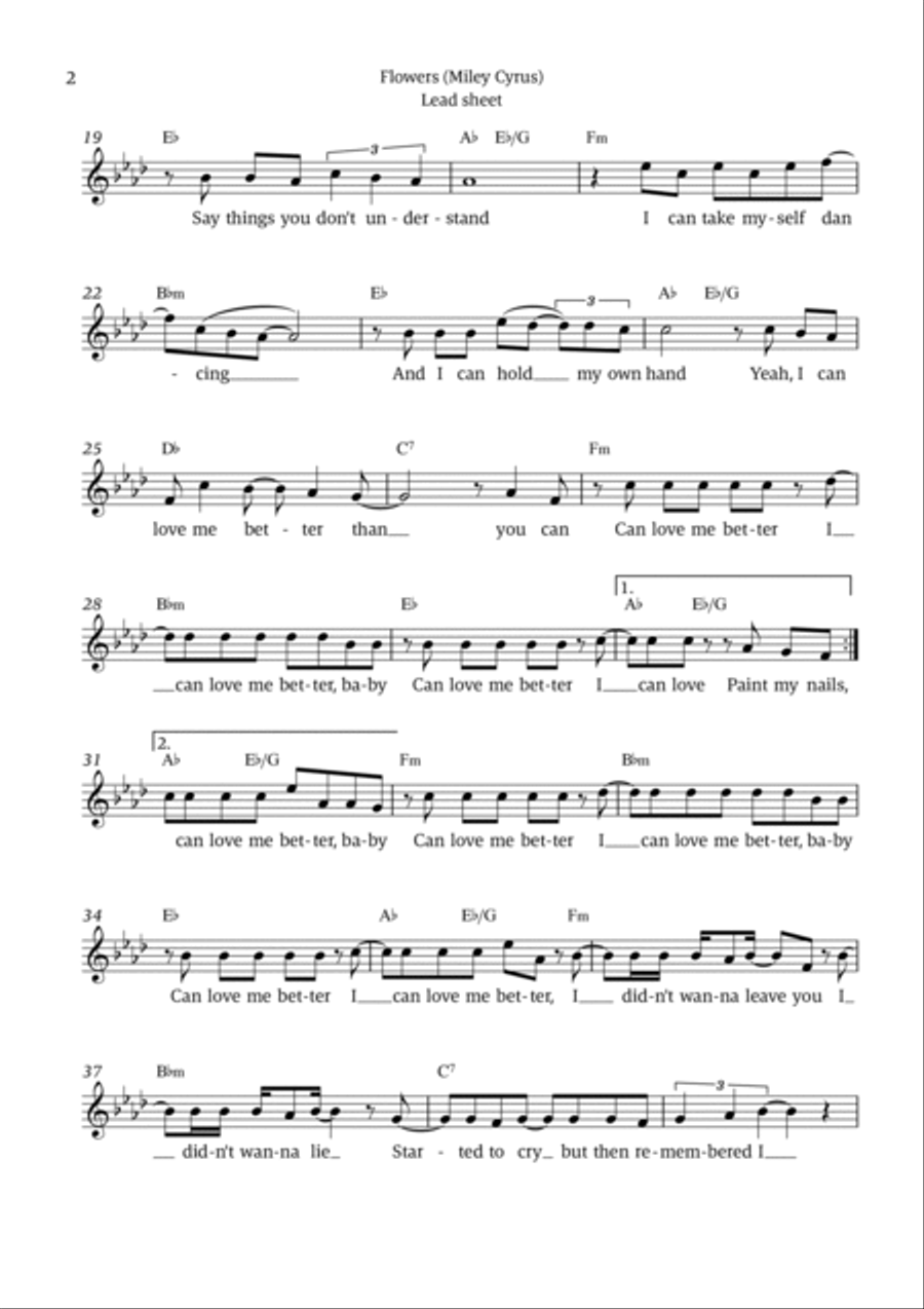 Flowers Easy Piano scores gallery preview page 2