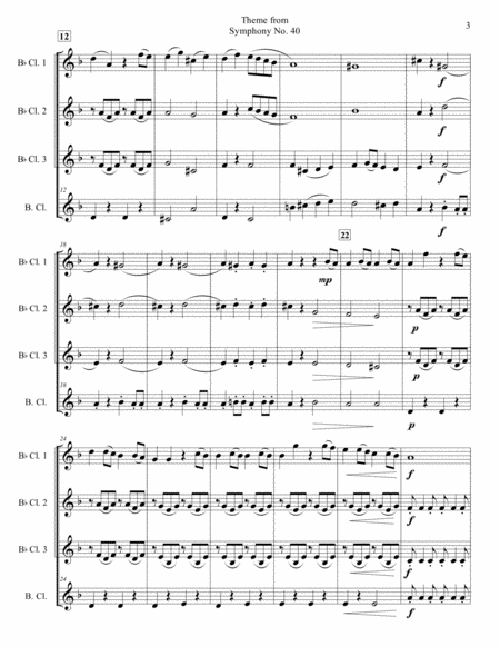 Theme from Symphony No. 40 for Clarinet Quartet image number null