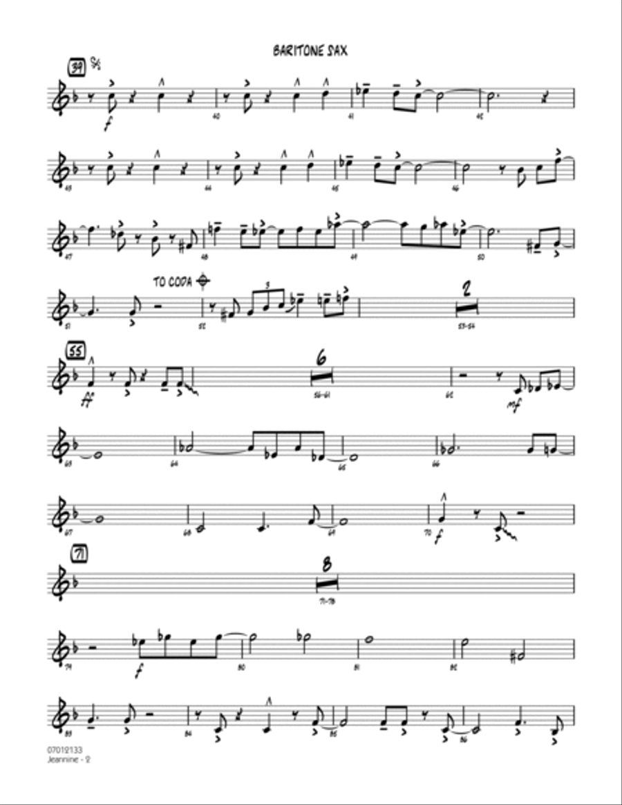 Jeannine - Baritone Sax Jazz Ensemble scores gallery preview page 2
