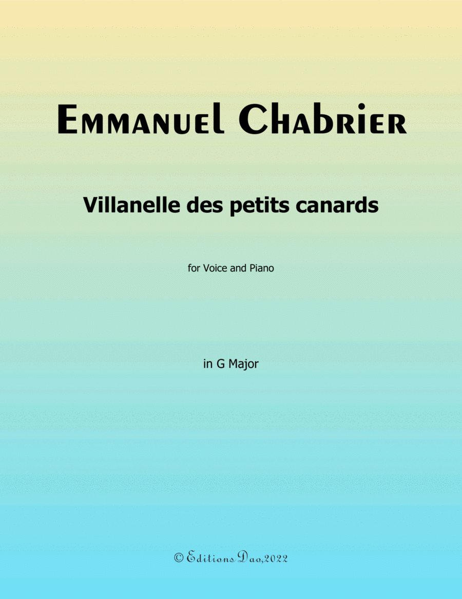 Villanelle des petits canards, by Chabrier, in G Major Voice scores gallery preview page 1