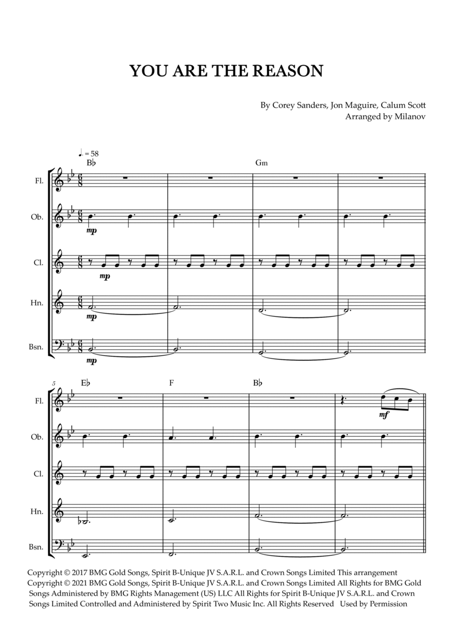 You Are The Reason You Are The Reason Woodwind Quintet scores gallery preview page 1