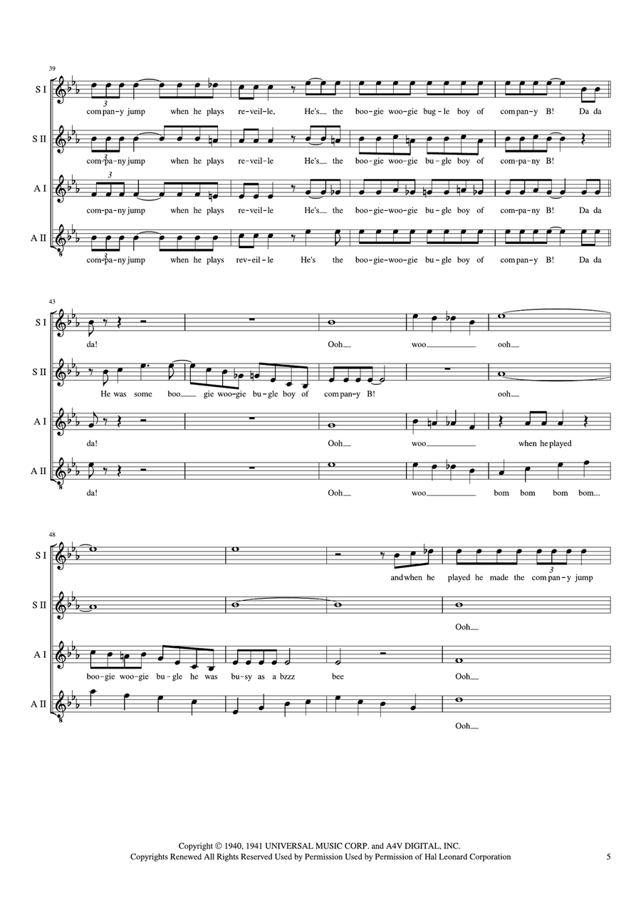 Boogie Woogie Bugle Boy SSAA scores gallery preview page 4