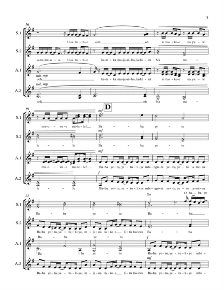 Baba Yetu Baba Yetu SSAA scores gallery preview page 3