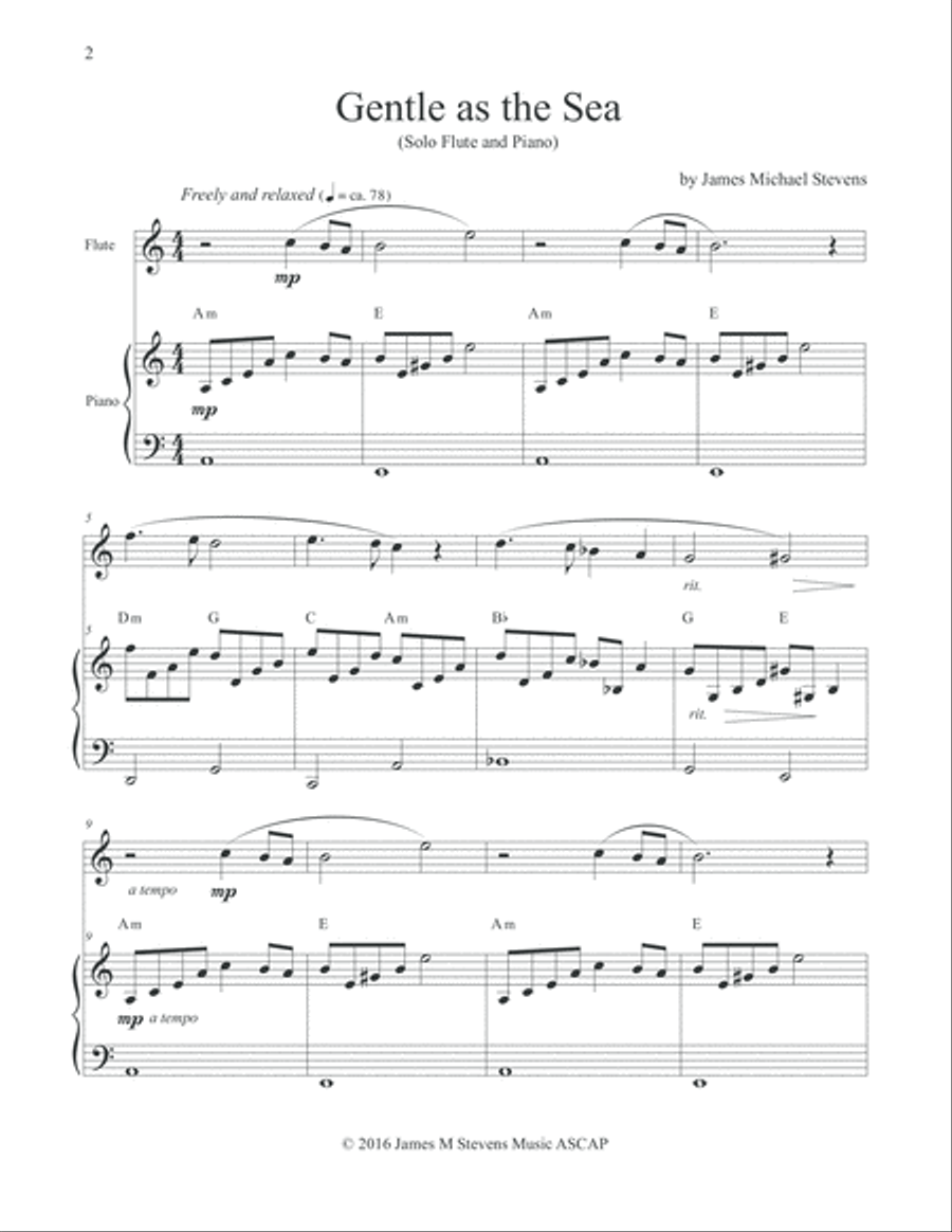 Gentle as the Sea - Flute & Piano Flute Solo scores gallery preview page 2