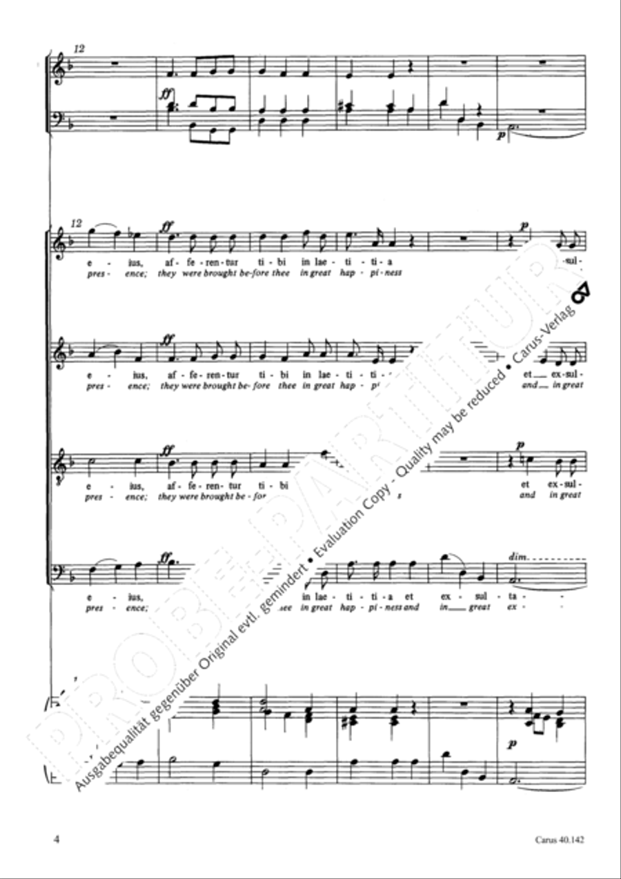 Afferentur (There were brought in gladness virgins pure and lovely) 4-Part scores gallery preview page 5