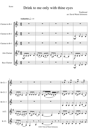 Drink to me only with thine eyes for clarinet quintet (3 B flat clarinets, 1 alto and 1 bass)