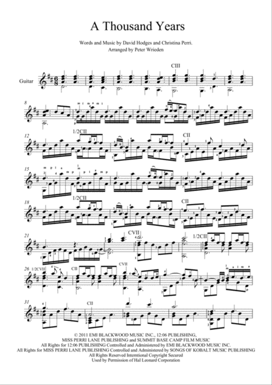 A Thousand Years Electric Guitar scores gallery preview page 1