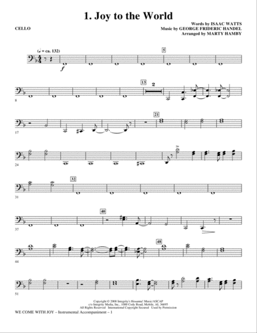 We Come With Joy Orchestration - Cello Choir scores gallery preview page 1