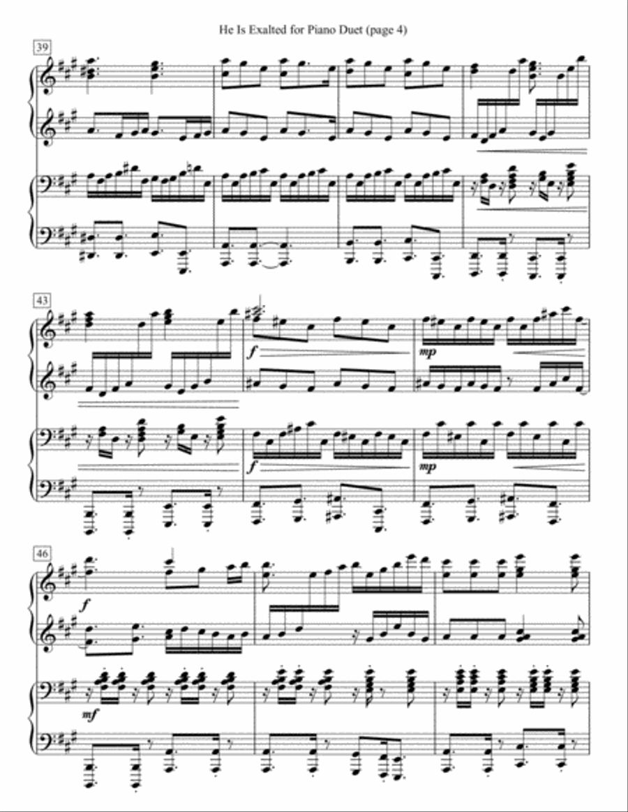 He Is Exalted He Is Exalted 1 Piano, 4-Hands scores gallery preview page 4