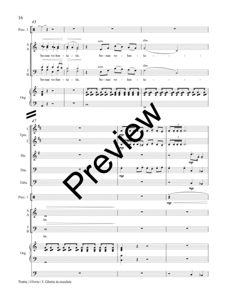 Gloria Full Score for Organ, Brass, Percussion