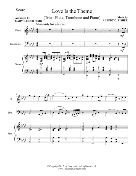 LOVE IS THE THEME (Trio – Flute, Trombone & Piano with Score/Part) image number null