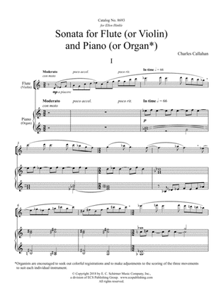 Book cover for Sonata for Flute (or Violin) and Piano (or Organ) (Downloadable)
