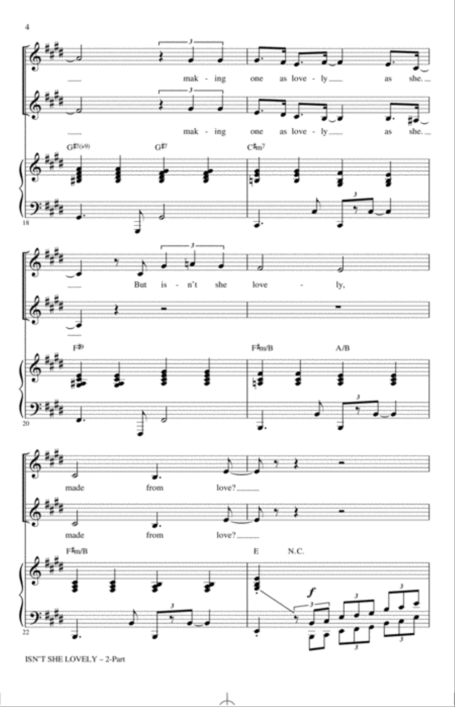 Isn't She Lovely (arr. Ed Lojeski) 2-Part scores gallery preview page 3