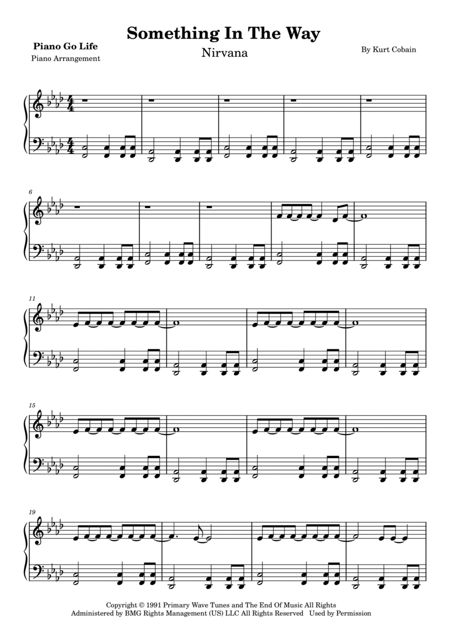 Something In The Way Piano Solo scores gallery preview page 1