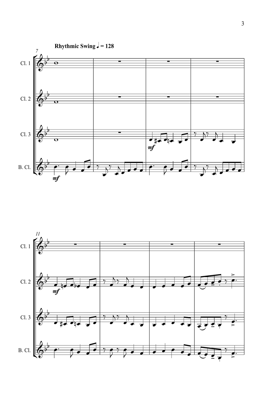 Jazz Carols Collection #1 - Clarinet Quartet (Angels We Have Heard, Hark, First Noel) Clarinet Quartet scores gallery preview page 4