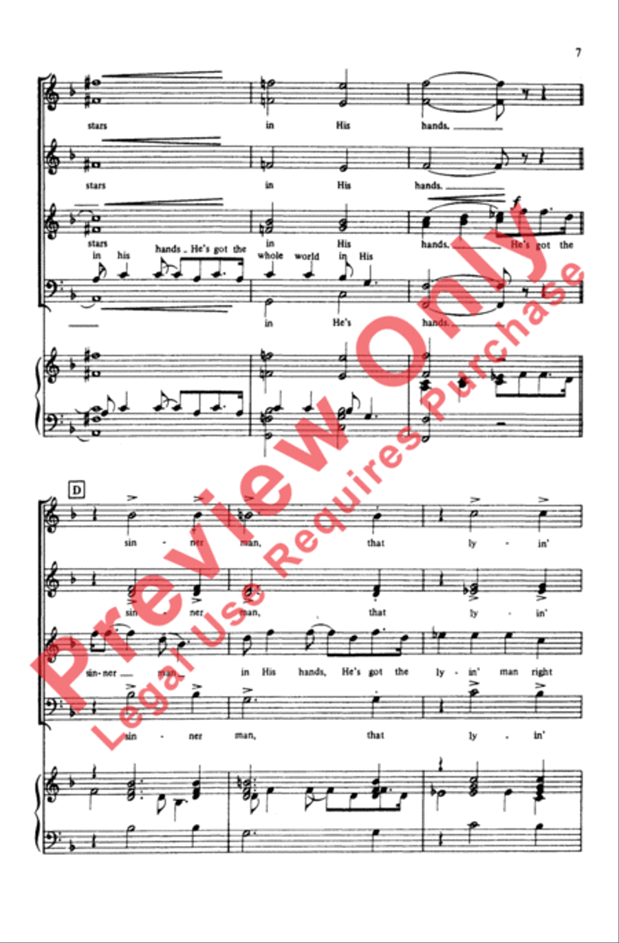 He's Got the Whole World in His Hands 4-Part scores gallery preview page 6