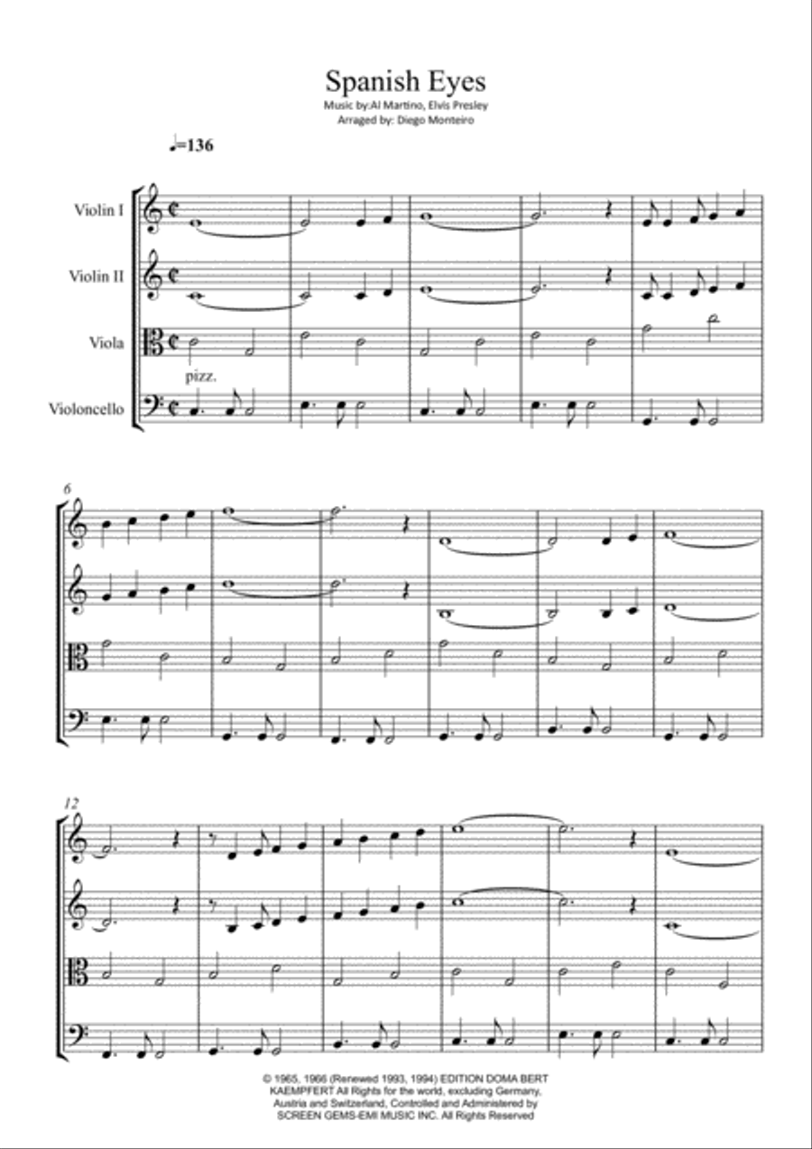 Spanish Eyes String Quartet scores gallery preview page 2